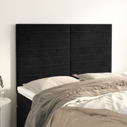Cabeceira preta 144x5x118/128 cm veludo