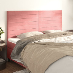 Cabeceira rosa 200x5x118/128 cm veludo