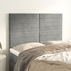 Cabeceira cinza claro 144x5x118/128 cm veludo