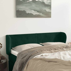Cabeceira de cama c/ abas veludo 147x23x78/88cm verde-escuro