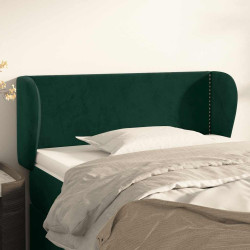 Cabeceira de cama c/ abas veludo 83x23x78/88cm verde-escuro