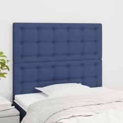Cabeceira azul 90x5x118/128 cm tecido