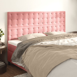 Cabeceira rosa 160x5x118/128 cm veludo