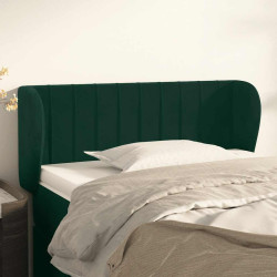 Cabeceira de cama c/ abas veludo 93x23x78/88 cm verde-escuro