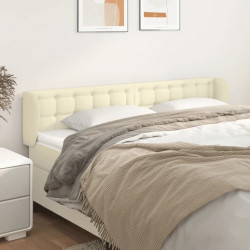 Cabeceira de cama c/ abas couro artificial 183x23x78/88cm creme