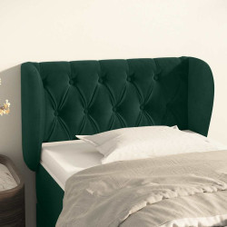 Cabeceira de cama c/ abas veludo 83x23x78/88cm verde-escuro