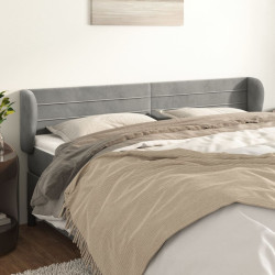 Cabeceira de cama c/ abas veludo 163x23x78/88 cm cinzento-claro