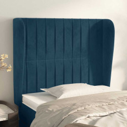Cabeceira cama c/ abas veludo 83x23x118/128 cm azul-escuro