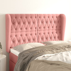 Cabeceira cama c/ abas veludo 163x23x118/128 cm rosa