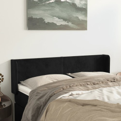 Cabeceira de cama c/ abas tecido 147x16x78/88 cm preto