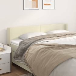 Cabeceira de cama c/ abas couro artificial 183x16x78/88cm creme