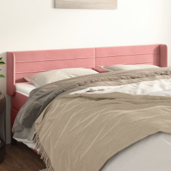 Cabeceira de cama c/ abas veludo 183x16x78/88 cm rosa