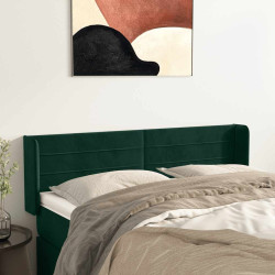 Cabeceira de cama c/ abas tecido 147x16x78/88cm verde-escuro