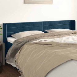 Cabeceira de cama c/ abas veludo 203x16x78/88cm azul-escuro