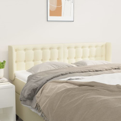 Cabeceira de cama c/ abas couro artificial 147x16x78/88cm creme