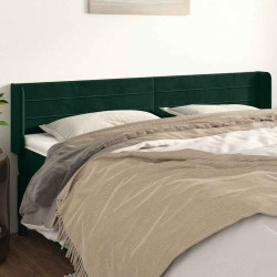 Cabeceira de cama c/ abas veludo 183x16x78/88cm verde-escuro