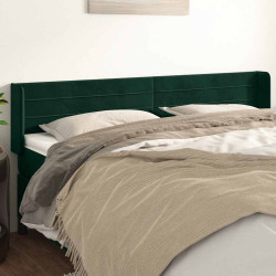 Cabeceira de cama c/ abas veludo 163x16x78/88cm verde-escuro
