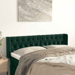 Cabeceira de cama c/ abas veludo 163x16x78/88cm verde-escuro