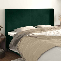 Cabeceira cama c/ abas veludo 163x16x118/128 cm verde-escuro