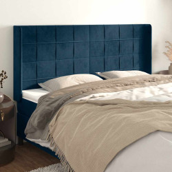 Cabeceira cama c/ abas veludo 183x16x118/128 cm azul-escuro
