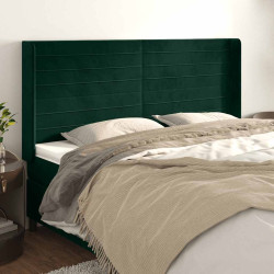 Cabeceira cama c/ abas veludo 183x16x118/128 cm verde-escuro