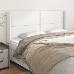 Cabeceira cama c/ abas couro artificial 203x16x118/128cm branco