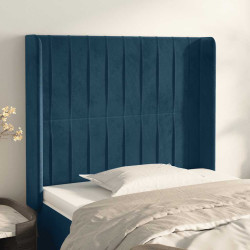 Cabeceira cama c/ abas veludo 93x16x118/128 cm azul-escuro