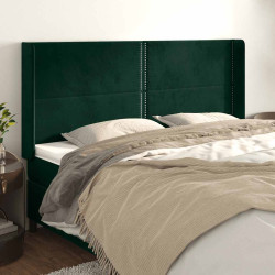 Cabeceira cama c/ abas veludo 203x16x118/128 cm verde-escuro