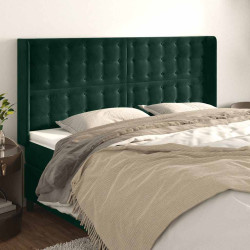 Cabeceira cama c/ abas veludo 163x16x118/128 cm verde-escuro