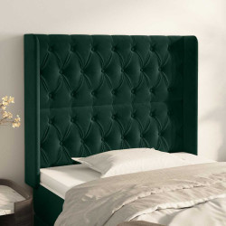 Cabeceira cama c/ abas veludo 103x16x118/128 cm verde-escuro