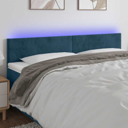 Cabeceira de cama c/ luzes LED veludo 200x5x78/88cm azul-escuro