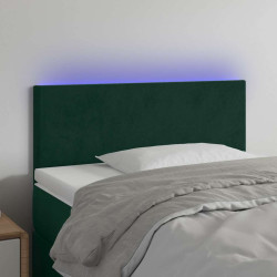 Cabeceira de cama c/ luzes LED veludo 90x5x78/88cm verde-escuro