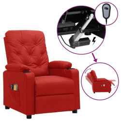 Poltrona de massagens elétrica couro artificial vermelho tinto