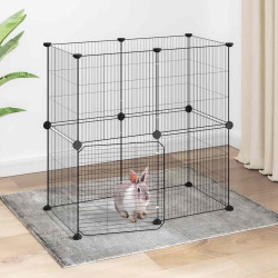 Gaiola p/ animais de 12 painéis c/porta 35x35 cm aço preto