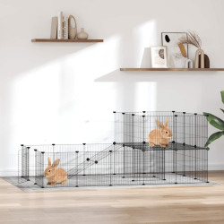 Gaiola p/ animais de 36 painéis c/ porta 35x35 cm aço preto