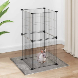 Gaiola p/ animais de estimação com 8 painéis 35x35 cm aço preto