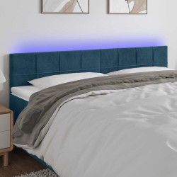 Cabeceira de cama c/ luzes LED veludo 180x5x78/88cm azul-escuro