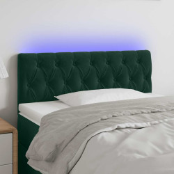 Cabeceira de cama c/ luzes LED veludo 90x7x78/88cm verde-escuro