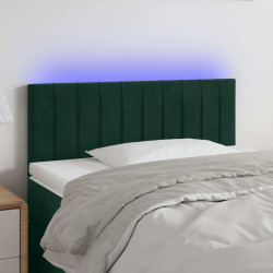 Cabeceira de cama c/ luzes LED veludo 90x5x78/88cm verde-escuro