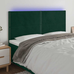 Cabeceira de cama c/ LED veludo 180x5x118/128 cm verde-escuro