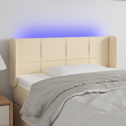 Cabeceira de cama c/ luzes LED tecido 103x16x78/88 cm cor creme