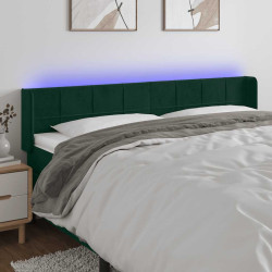 Cabeceira cama c/ luzes LED veludo 183x16x78/88 cm verde-escuro