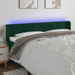 Cabeceira cama c/ luzes LED veludo 203x16x78/88 cm verde-escuro