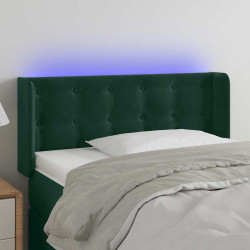 Cabeceira cama c/ luzes LED veludo 83x16x78/88 cm verde-escuro