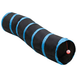 Túnel para gatos em forma de s 122 cm poliéster preto e azul