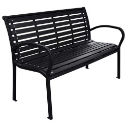 Banco de jardim 116 cm aço e wpc preto
