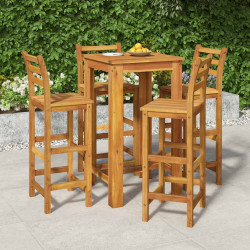5 Pcs conjunto de bar para jardim madeira de acácia maciça