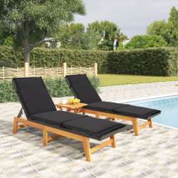 3 Pcs conjunto lounge para jardim vime PE e acácia maciça