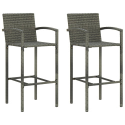 Bancos de bar 2 pcs vime PE cinzento