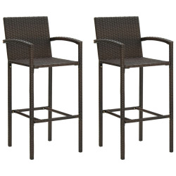Bancos de bar 2 pcs vime PE castanho